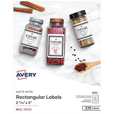 Avery Printable Blank Rectangle Labels 21116 X 2 Matte White 375 Customizable Labels 6490