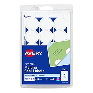 Avery Mailing Seals 1 Round Labels White 600 Printable Mailing Labels 05247