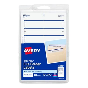 Avery File Folder Labels On 4 X 6 Sheet Easy Peel Whiteblue Print Handwrite 23 X 3716 252 Labels 5200