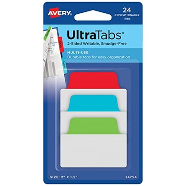 Avery Multiuse Ultra Tabs 2 X 15 2Side Writable Redbluegreen 24 Repositionable Tabs 74754