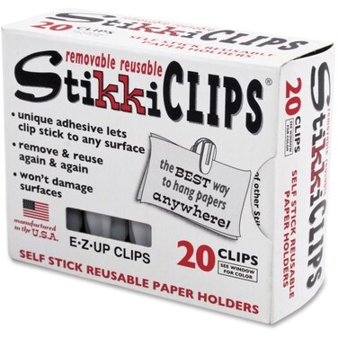 Stikkiclips Plastic White 20Pack By Advantus