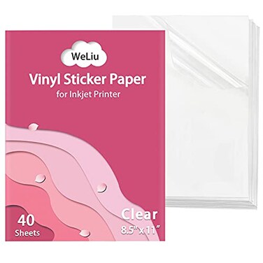 Weliu Printable Transparent Sticker Paper 85 X 11 Blank Custom Label Sticker Sheets 40 Clear Sheets For Inkjet Printers