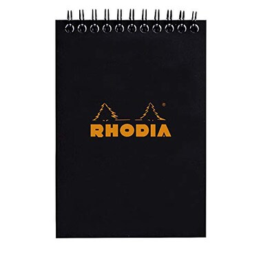 Rhodia Wirebound Notepad A6 Square Ruling Black