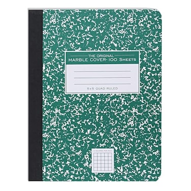 Roaring Spring Hard Cover Composition Notebook Green Marble Comp Book 975 X 75 5X5 Grid Graph Ruled 100 Sheets 200 Pages