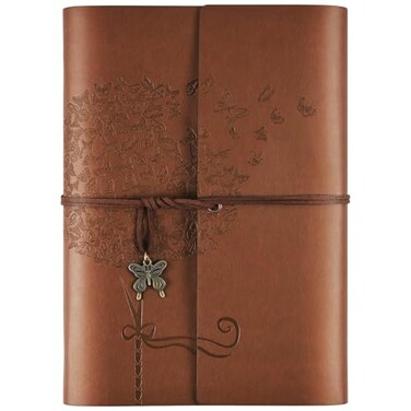 Omeya Leather Journal Notebook Refillable Writing Journal Diary Planner For Women Girls Brown A59363