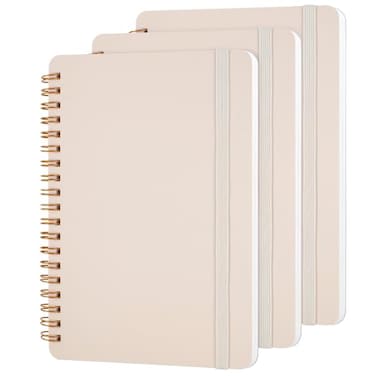 Utron 3 Pcs Small Spiral Notebook 5X7 Notebooks For Note Taking Beige Spiral Journal Notebook Work Notebook Small Notebooks 5X7 With Strap Cute Notebooks For Women 70 Sheetsnote Books