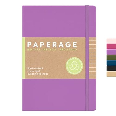 Paperage Recycled Lined Journal Notebook Lilac 160 Pages Medium 56 In X 8 In 100 Gsm Thick Paper College Ruled Hardcover Journaling Notebook For Work School Note Taking