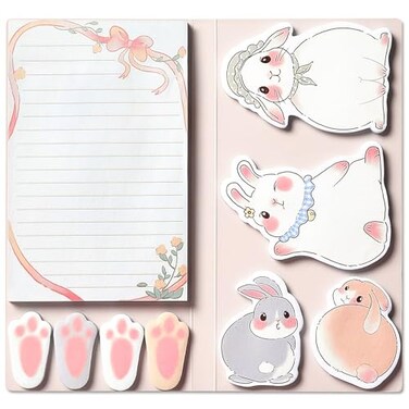 Hommie Cute Sticky Notes Set Sticky Notes Set Planner Dividers Easter Bunny Selfstick Memo Pads With Animal Divider Tabs Bundle Writing Designs For Office School Easter Party Supplies
