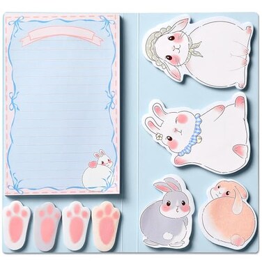 Hommie Cute Sticky Notes Set Sticky Notes Set Planner Dividers Easter Bunny Selfstick Memo Pads With Animal Divider Tabs Bundle Writing Designs For Office School Easter Party Supplies