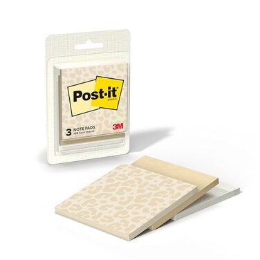 Postit Polished Patterns Sticky Notes Spot On Design Featuring 1 Leopard Pattern 1 Sand Dune And 1 Cloud Dancer Sticky Note Pad 3 In X 29 In 45 Sheets Per Pad