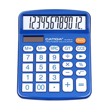 Catiga Desktop Calculator 12 Digit With Large Lcd Display And Sensitive Button Solar And Battery Dual Power Standard Function For Office Home School Cd2786