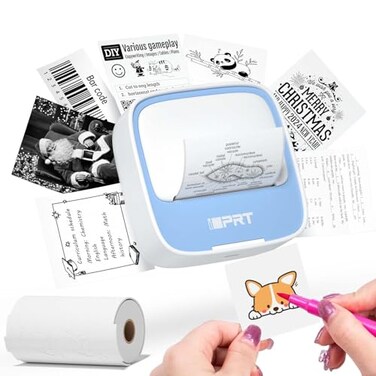 Idprt Sticker Printer Portable Sticker Maker Machine Mini Inkless Bluetooth Thermal Printer For Iphone Android Pocket Printer For Labels Barcodes Diy Journaling Kids Gift Blue