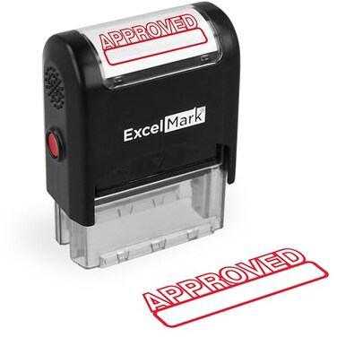 Excelmark Approved Self Inking Rubber Stamp Red Ink