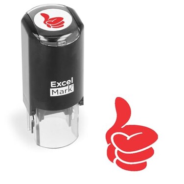 Excelmark Round Teacher Stamp Thumbs Up Solid Red Ink