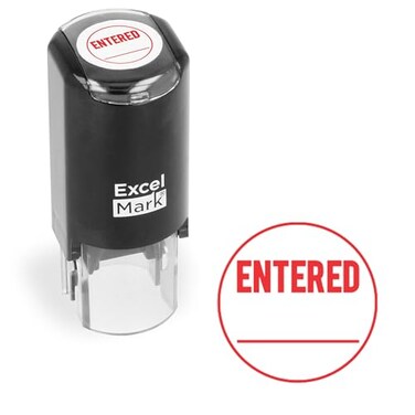 Excelmark Entered Selfinking Rubber Stamp A17 Red Ink