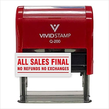 All Sales Final No Refunds No Exchanges Self Inking Rubber Stamp Red Ink Medium