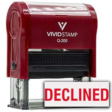 Declined Self Inking Rubber Stamp Red Ink Medium