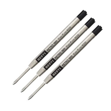 Retro 51 Easy Flow 9000 Ballpoint Refills Black Ink 3Pack German Engineered For Smooth Writing Compatible With Tornado Pens
