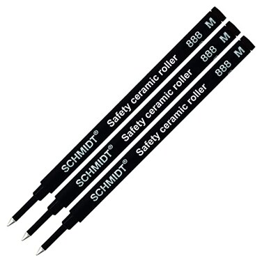 3 Pack Schmidt 888 Black Medium Rollerball Refill