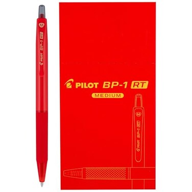 Pilot Bp1Rt Advanced Ink Retractable Ballpoint Red Ink Pens Medium Point Dozen Box 1Mm