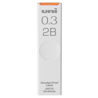 Uni Smudgeproof Leads Refill For Mechanical Pencil 03Mm 2B 25Pcs