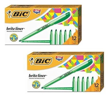 Bic Brite Liner Highlighter Chisel Tip Green 2Dozen Bl11Gn
