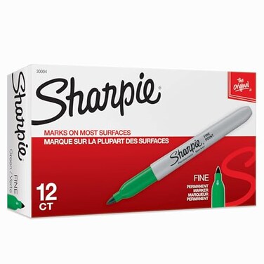 Sharpie Permanent Markers Fine Point Green 12 Count