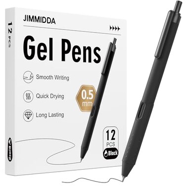 Jimmidda 12 Pack Gel Pens Black Ink 05Mm Fine Point Smooth Writing Pen