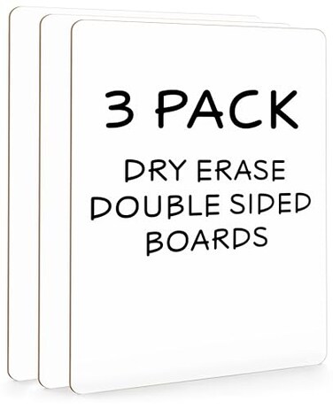 Scribbledo Small Dry Erase Boards 3 Pack 9X12 Double Sided Whiteboard