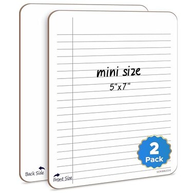 Scribbledo Dry Erase 5X7 Mini Notebook College Ruled Lined Board 2 Pack Reusable Erasable Writing Note Pad Lapboard Blank Whiteboard On Reverse For Desk