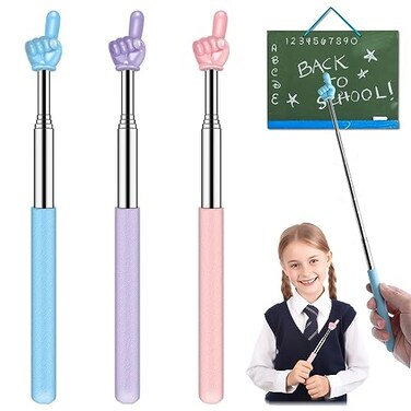 Retractable Teacher Pointer For Classroom Kids Reading Dumero Extendable Finger Pointer Stick For School Collapsible Finger Pointing Stick Long Telescoping Hand Pointer 3 Pack Blue Pink Purple