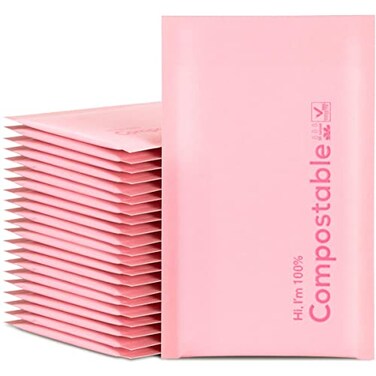 6X10 100 Biodegradable Bubble Mailers25 Count Pink 0 Compostable Padded Packaging Wrap Envelopes Pouches Eco Friendly Self Seal Bags