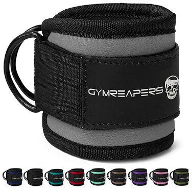 Gymreapers Ankle Strap Single For Cable Machine Kickbacks Glute Workouts Lower Body Exercises Adjustable Leg Strap With Neoprene Padding Overcast Single