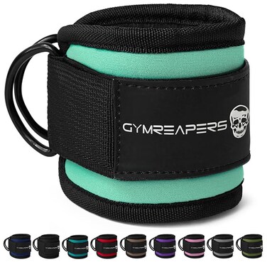 Gymreapers Ankle Strap Single For Cable Machine Kickbacks Glute Workouts Lower Body Exercises Adjustable Leg Strap With Neoprene Padding Mint Single