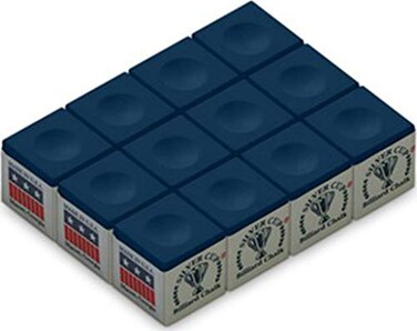 Silver Cup Billiardpool Cue Chalk Box Blue 12 Cubes