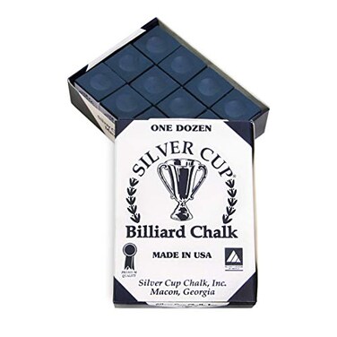 Silver Cup Billiard Chalk One Dozen Navy