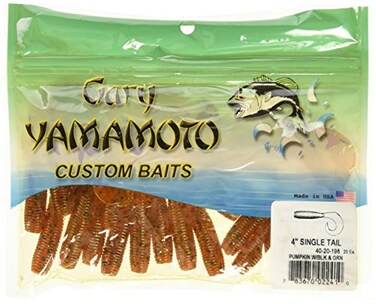Yamamoto Single Tail Grub 4 Pumpkin Wlarge Black Small Green