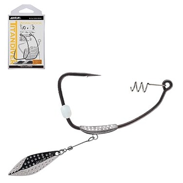 Bkk Titandiver Soft Plastic Hook 30 2Pack 2X Needle Hook Point Super Slide Coating Fixed Lead Removable Teaser Blade Locking Spring Weedless Fishing
