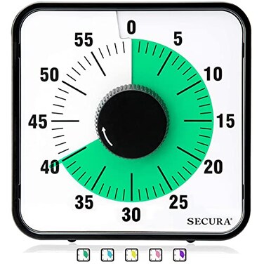 Secura 60Minute Visual Countdown Timer 75Inch Oversize Classroom Visual Timer For Kids And Adults Durable Mechanical Kitchen Timer Clock With Magnetic Backing Green