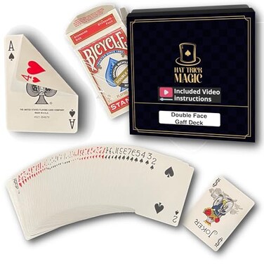 Hat Trick Magic Bicycle Rider Back Gaff Playing Card Decks Double Face Red Box