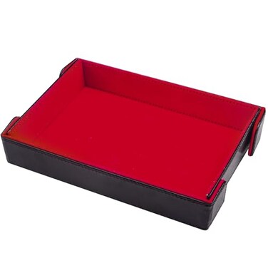 SIQUK Magnetic Folding Dice Tray Rectangle Dice Rolling Tray PU Leather Dice Trays Foldable Dice Holder Dice Rolling Mat Storage Box for DD RPG Dice Games Red