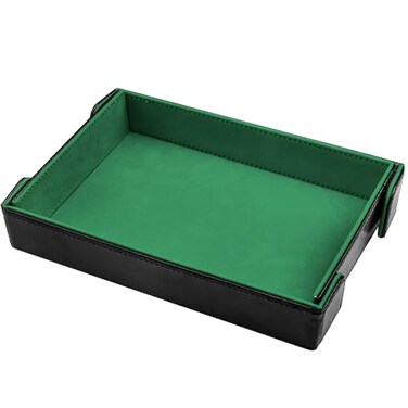 SIQUK Magnetic Folding Dice Tray Rectangle Dice Rolling Tray PU Leather Dice Trays Foldable Dice Holder Dice Rolling Mat Storage Box for DD RPG Dice Games Green