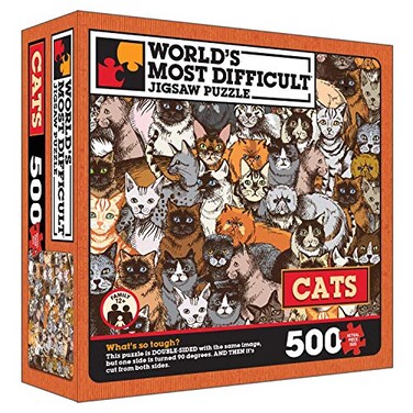 TDC Games Worlds Most Difficult Jigsaw Puzzle Cats 500 Pieces Double Sided 15 in