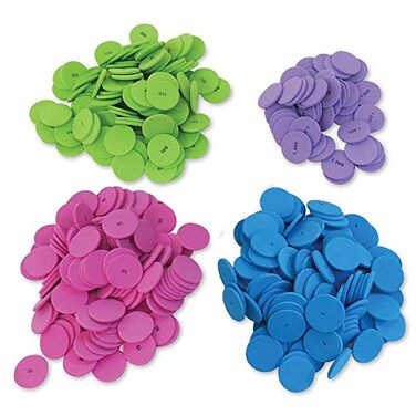 hand2mind Soft Foam Place Value Disks 4 Values Counting Chips for Kids Math Counters Kindergarten Math Teacher Supplies Base 10 Math Manipulatives for Elementary School Pack of 200