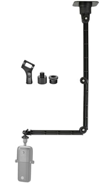 AceTaken Wave 3 Wall Mount Stand,Microphone Folding Ceiling Rotating Holder Compatible with Elgato Wave 3 1 Microphone, Facecam Webcam, Key Light - 1/4-20 Thread