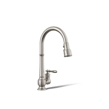 KOHLER 99260-VS Artifacts Single-Hole Kitchen Sink Faucet with 17-5/8 in. Pull-Down Spout and 3-Function Sprayhead, Vibrant Stainless, One Size