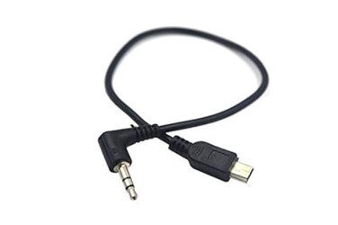Duttek Right Angled 90 Degree 3-Pole 3.5mm DC Male AUX Audio Jack to Mini USB Male Microphone Adapter Cable-0.3m/Black