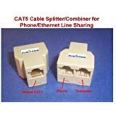 Dualcomm RJ45 / RJ11 Cable Sharing Kit - Connecting Your Ethernet and Telephone Lines by One Network Cable
