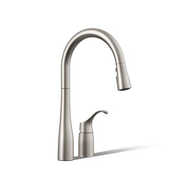 KOHLER K-647-VS Simplice Pull-Down Kitchen Faucet with Side Handle Control, Kitchen Sink Faucet with Pull-Down Sprayer, Vibrant Stainless
