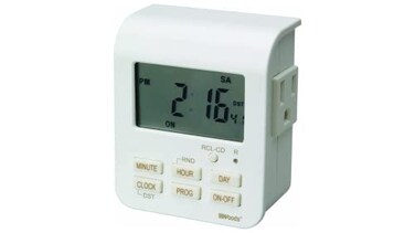 Woods Southwire 7-Day Indoor Heavy Duty Digital Timer - Dual Outlets - Energy-Saving Digital Timer - LED Compatible - Easy-to-Use Electrical Devices Timer - White